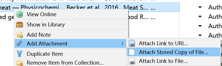通过右击Zotero中链接文献